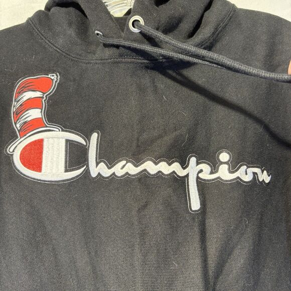 Champion Dr. Seuss Cat In The Hat Black Pullover Sweatshirt Hoodie Men’s Size M - Picture 2 of 9